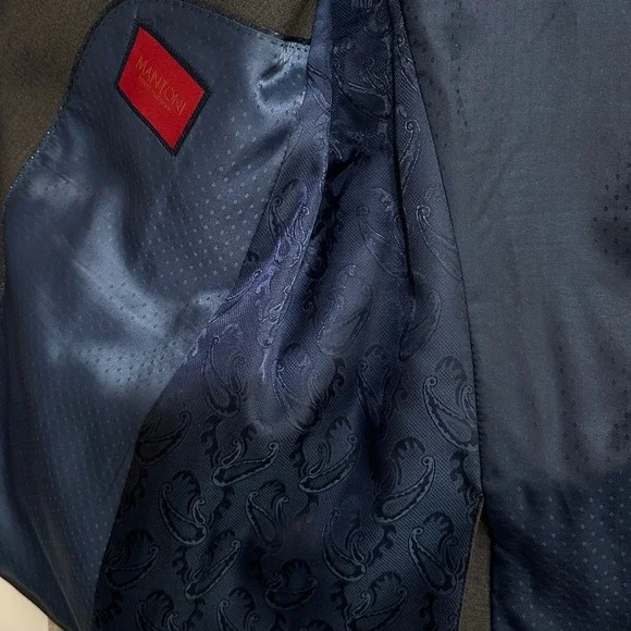 Mantoni Blazer Mens Charcoal Gray 100% Virgin Wool 2-Button Dark Academia 42-44R - Picture 6 of 9